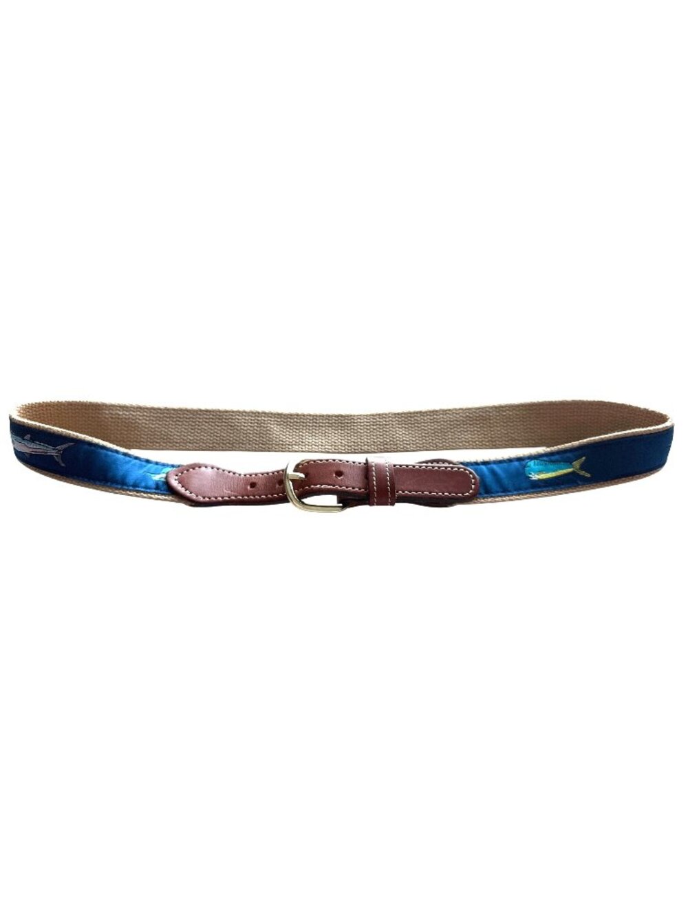 Mahi Mahi Belt Fish OFFSHORE SLAM Marlins Solid Brass Buckle Leather Size 32
